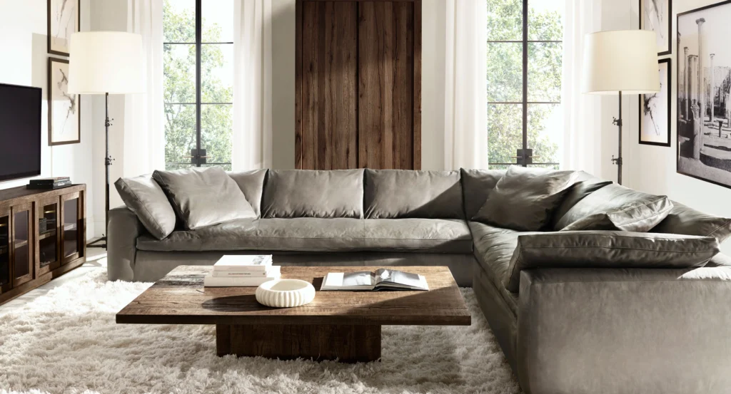 Large leather chair in beautiful living room